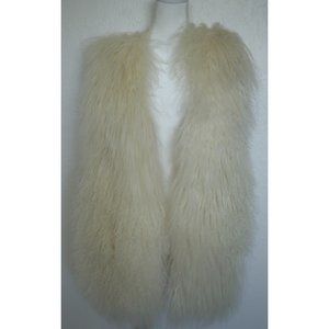 Rachel Roy White Mongolian Lamb Fur Sweater Vest XS NWT Free Shipping